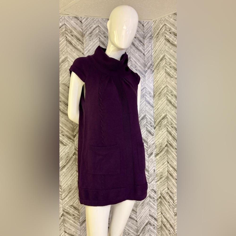 MAX Turtleneck long sweater dress girls 14 purple knitted, purple